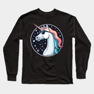 Unicorn Christmas Drawing Long Sleeve T-Shirt